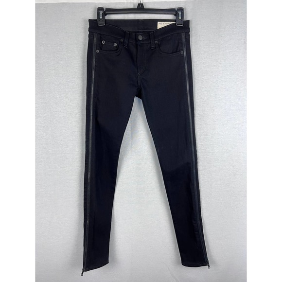 Rag and Bone Zipper Tuxedo Skinny Coal Black Low Rise Jeans - Picture 2 of 8